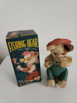 Vintage Alps Battery Operated Fishing Bear