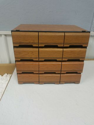 Vintage Wooden 3 Drawer 168 Cassettetapes Holder Storage Cabinet Case (4 Units)