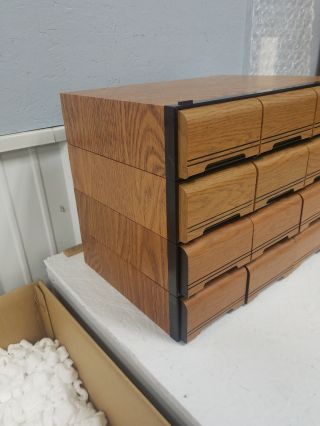 Vintage Wooden 3 Drawer 168 CassetteTapes Holder Storage Cabinet Case (4 units) 3