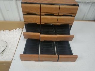 Vintage Wooden 3 Drawer 168 CassetteTapes Holder Storage Cabinet Case (4 units) 4