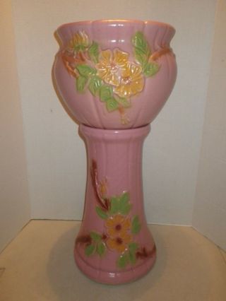 Vintage 1940s Rrp Robinson Ransbottom Jardiniere Roseville Ohio Pink Pottery 421