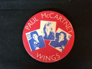Vintage Wings Pin Button 1970s - - The Beatles Paul Mccartney 2 1/4 "