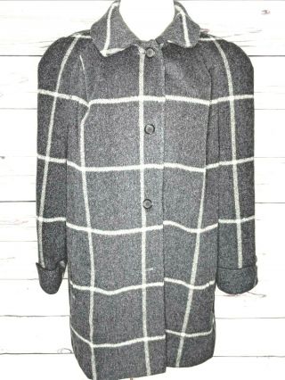 Alorna Forstmann Gray Plaid Wool Blend Lined Winter Coat Womens Plus Size 2x