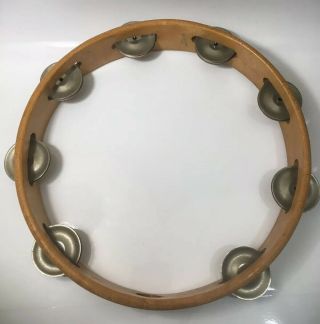 Vintage Ludwig 10 " Wooden Tambourine With 8 Jingles,