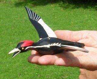 Ice Fishing Decoy Ivory - billed Woodpecker Hand carved Folk Art by Sheila Cates 2