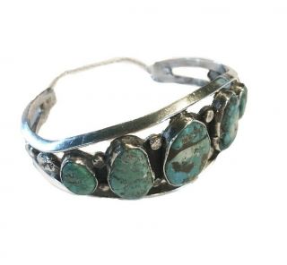 Glorieta Unique Vintage Turquoise And Sterling Silver Bracelet