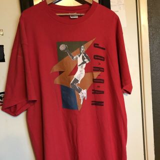 Vintage Michael Jordan Nike Air Jordan T Shirt Red Sliver Tag Sz Xl