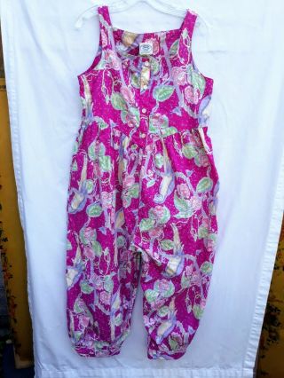 Laura Ashley Vintage 80s 90s Pink Floral Jumpsuit Playsuit Romper Medium Large
