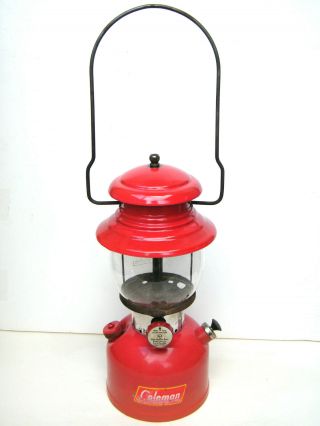 Vintage 1957 Coleman 200a Red Single Mantle Camping Outdoor Lantern
