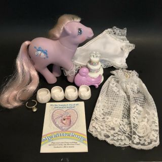 Vintage G1 My Little Pony Satin ‘n Lace Mail Order Bride W/ Accessories Hasbro