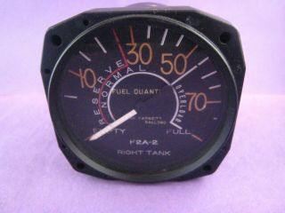 Vintage Wwii Aircraft Warbird F2a - 2 Fuel Quantity,  Right Tank Instrument