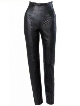 Vtg Michael Hoban North Beach Women’s Leather Pants 7 8 Black High Waist Skinny