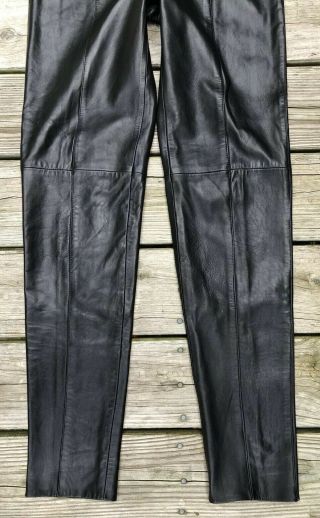 Vtg Michael Hoban North Beach Women’s Leather Pants 7 8 Black High Waist Skinny 5