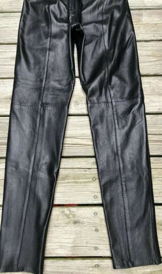 Vtg Michael Hoban North Beach Women’s Leather Pants 7 8 Black High Waist Skinny 8