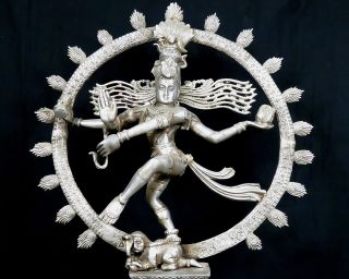 Vintage Shiva Nataraja Statue Large Cast White Metal 22.  75 " Dancing Hindu Deity