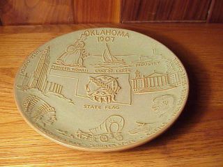 Vintage 8 1/2 " Fantastic Frankoma Oklahoma State Souvenir Plate - 1907