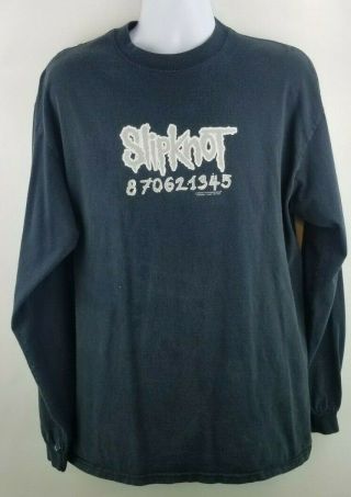 Slipknot 870621345 Vintage 1999 Blue Grape Band Long Sleeve Black T - Shirt Xl