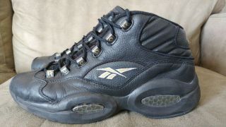 Men ' s 11 Vintage All Black Allen Iverson Question Reebok Basketball Shoes 5