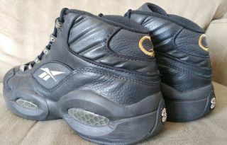 Men ' s 11 Vintage All Black Allen Iverson Question Reebok Basketball Shoes 6