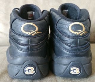 Men ' s 11 Vintage All Black Allen Iverson Question Reebok Basketball Shoes 7