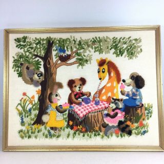 Crewel Art Stitching Animals Party Giraffe Forest Vintage 3d Fuzzy Child Nursery