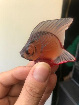 Vintage Lalique Fish,  Signed Red - orange 5