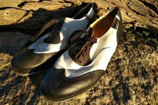 Dansky Vintage 70s Tap Shoes Size 8.  5 - 9 Black/white