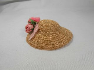 Vintage Madame Alexander Kins Early 50 ' s STRAW HAT with Ribbon and Flower Trim 2