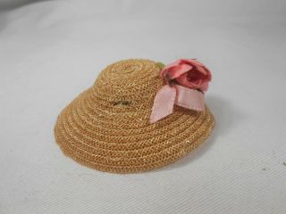 Vintage Madame Alexander Kins Early 50 ' s STRAW HAT with Ribbon and Flower Trim 3
