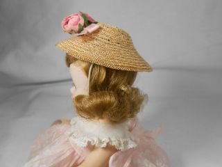 Vintage Madame Alexander Kins Early 50 ' s STRAW HAT with Ribbon and Flower Trim 6