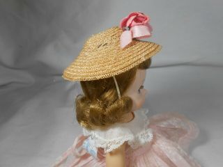 Vintage Madame Alexander Kins Early 50 ' s STRAW HAT with Ribbon and Flower Trim 7