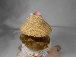 Vintage Madame Alexander Kins Early 50 ' s STRAW HAT with Ribbon and Flower Trim 8