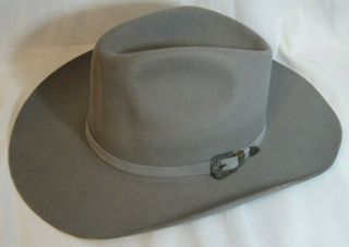 Vintage John B.  Stetson 4x Beaver Xxxx Fur Felt Gray Cowboy Western Hat - 7 1/8