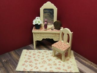 Strombecker COMPLETE SIX PIECE BEDROOM SET,  Vintage Wooden Dollhouse Furniture 3