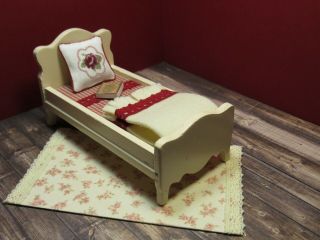 Strombecker COMPLETE SIX PIECE BEDROOM SET,  Vintage Wooden Dollhouse Furniture 6
