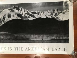 This Is The American Earth Poster,  Ansel Adams,  1968 By The Sierra Club,  Vintage