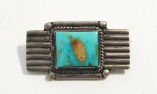 Vintage Old Pawn Early Navajo Turquoise Sterling Silver Pin Brooch