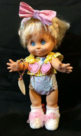 1990 Galoob Baby Face Doll So Sorry Sarah 6 Outfit Shoes & Heart Charm
