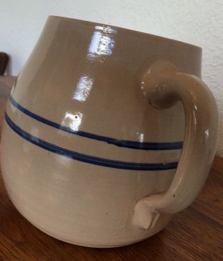Antique Vintage Stoneware Pottery Pitcher Blue Bands Marshall Pottery 5