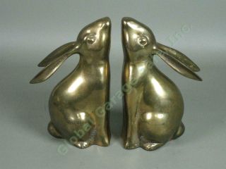 Vtg Decorative Crafts Cast Solid Brass Pair Bunny Rabbit Bookend Set 4946 Nr