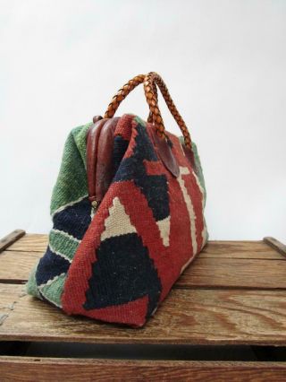 MARCO AVANE Vintage Woven Kilim Rug Carpet Bag Stone Tapestry Doctor Frame Purse 4