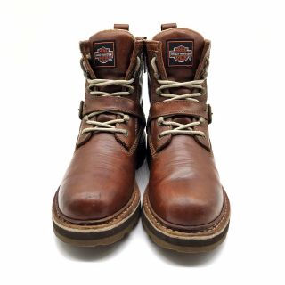 Harley Davidson Brown Leather Side Zip Vintage Women’s Ankle Boots Size 9.  • 4