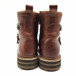 Harley Davidson Brown Leather Side Zip Vintage Women’s Ankle Boots Size 9.  • 8