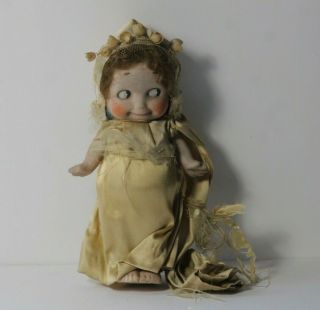 2 Antique Rose O ' Neill Kewpie Bride & Groom Porcelain Bisque Wedding Dolls 6 3/4 7
