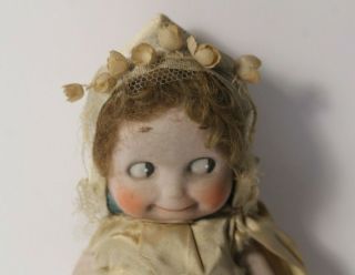 2 Antique Rose O ' Neill Kewpie Bride & Groom Porcelain Bisque Wedding Dolls 6 3/4 8