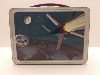 A 1958 Vintage Satellite,  Space Travel Themed Metal Lunch Box From The Thermos C