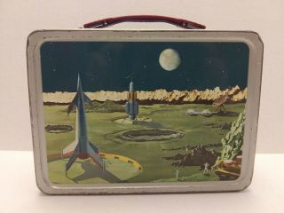 A 1958 vintage Satellite,  space travel themed metal lunch box from the Thermos c 2