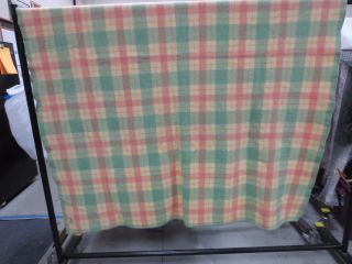 Vintage Ayers Pure Wool Pink Green Plaid Trapper Blanket 74.  5 " X 87.  5 " Canada