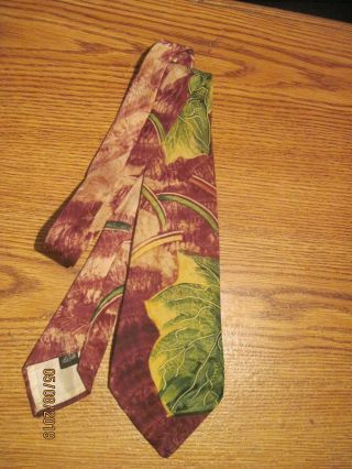 Vintage 40s 50s Silk Hand Painted Necktie Signed Ross