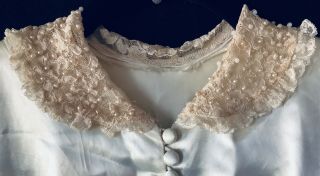 Vtg 40s 50s Ivory Satin Princess full skirt trained wedding dress bridal gown XS 4